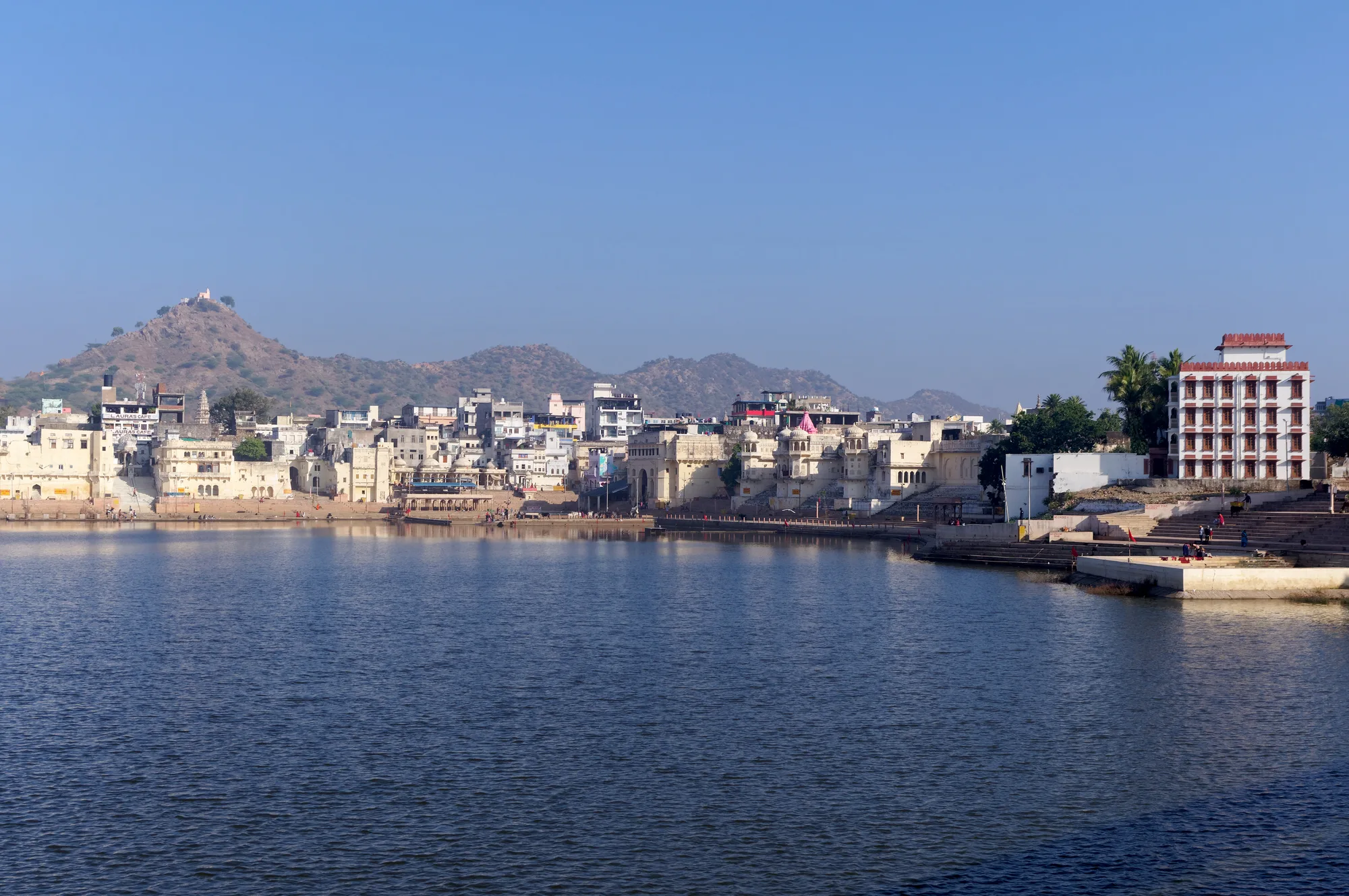 Pushkar Lake and ghats in Rajasthan, useful reference for a self-drive overnight from Jaipur
