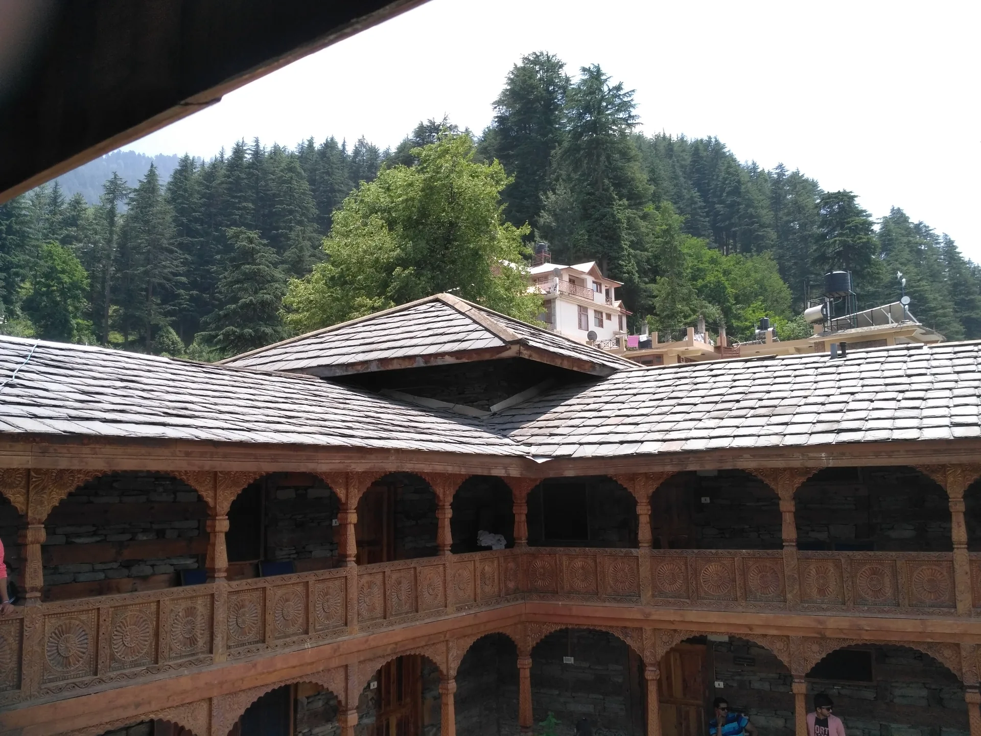 Stone and wood facade of Naggar Castle in Himachal Pradesh