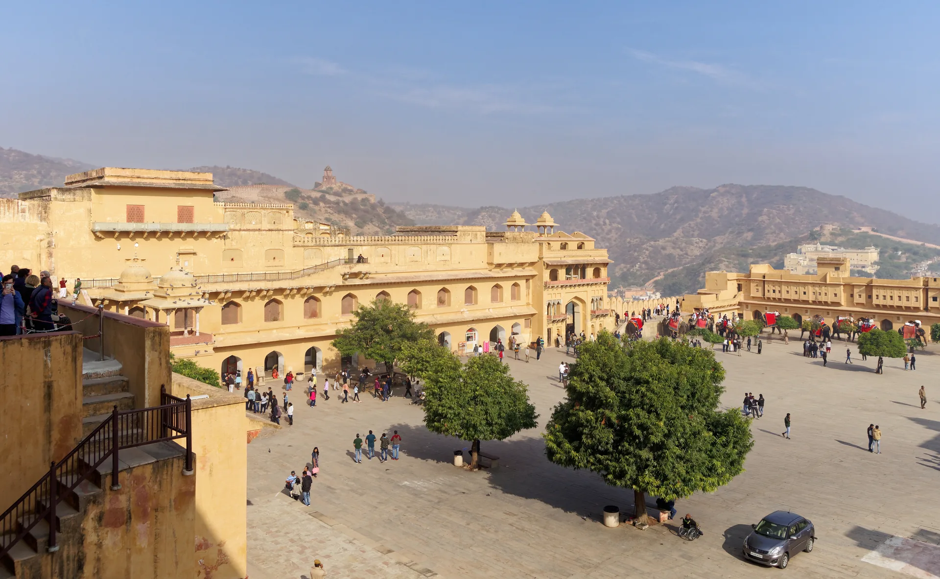 Amber Fort sandstone walls and courtyard architecture in Jaipur