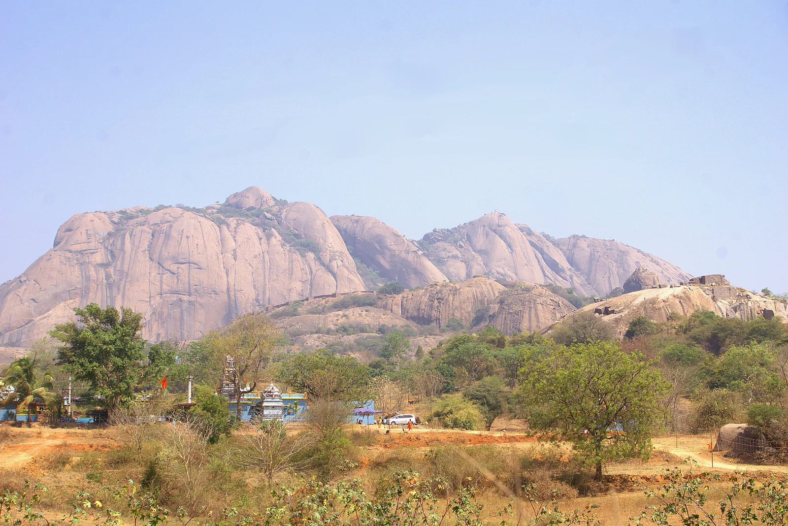 Savandurga monolith hill from the south side near Magadi, Karnataka