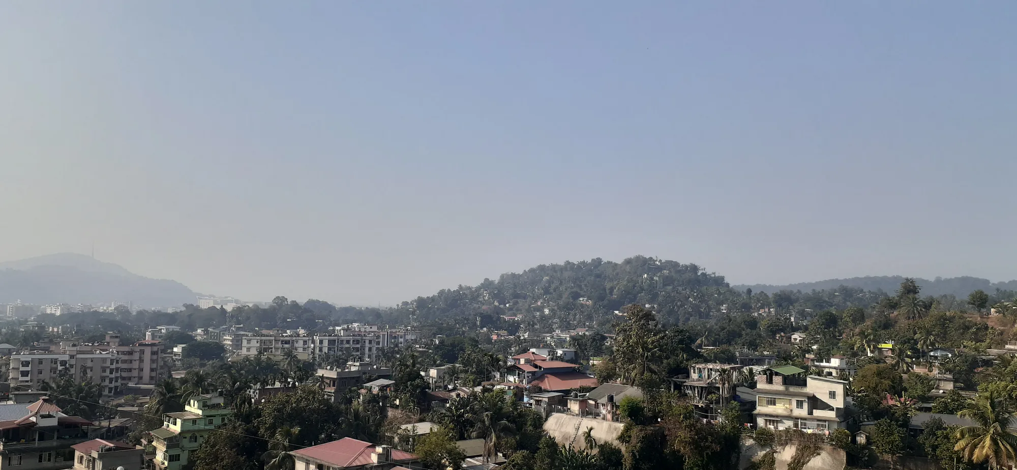 Skyline of Guwahati across the city basin