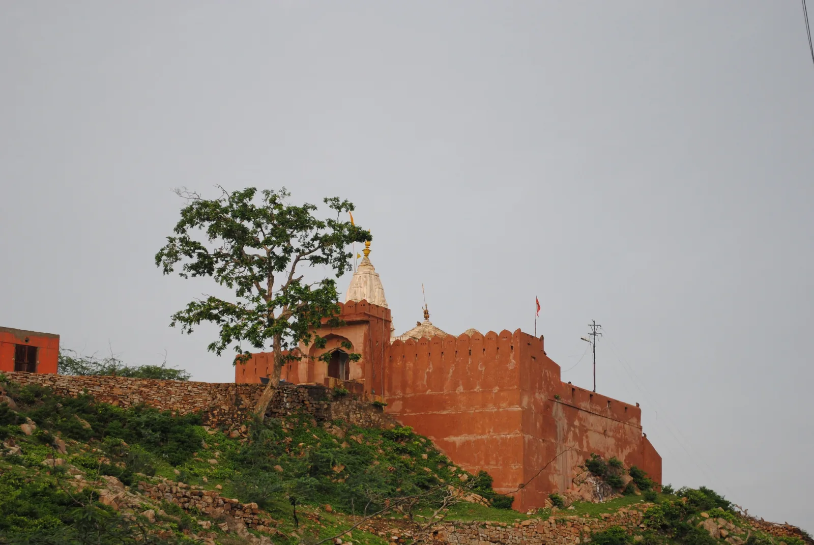 Sun Temple at Galta Ji on a rocky hilltop with views over the Aravalli slopes east of Jaipur
