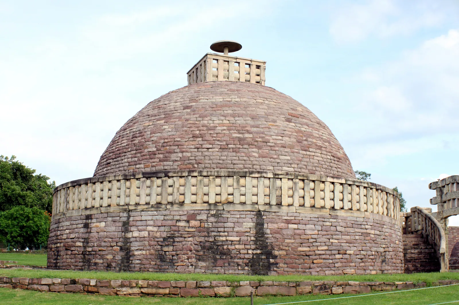 The Great Stupa at Sanchi with a carved torana gateway, a separate day trip by car from Bhopal after visiting Bhimbetka