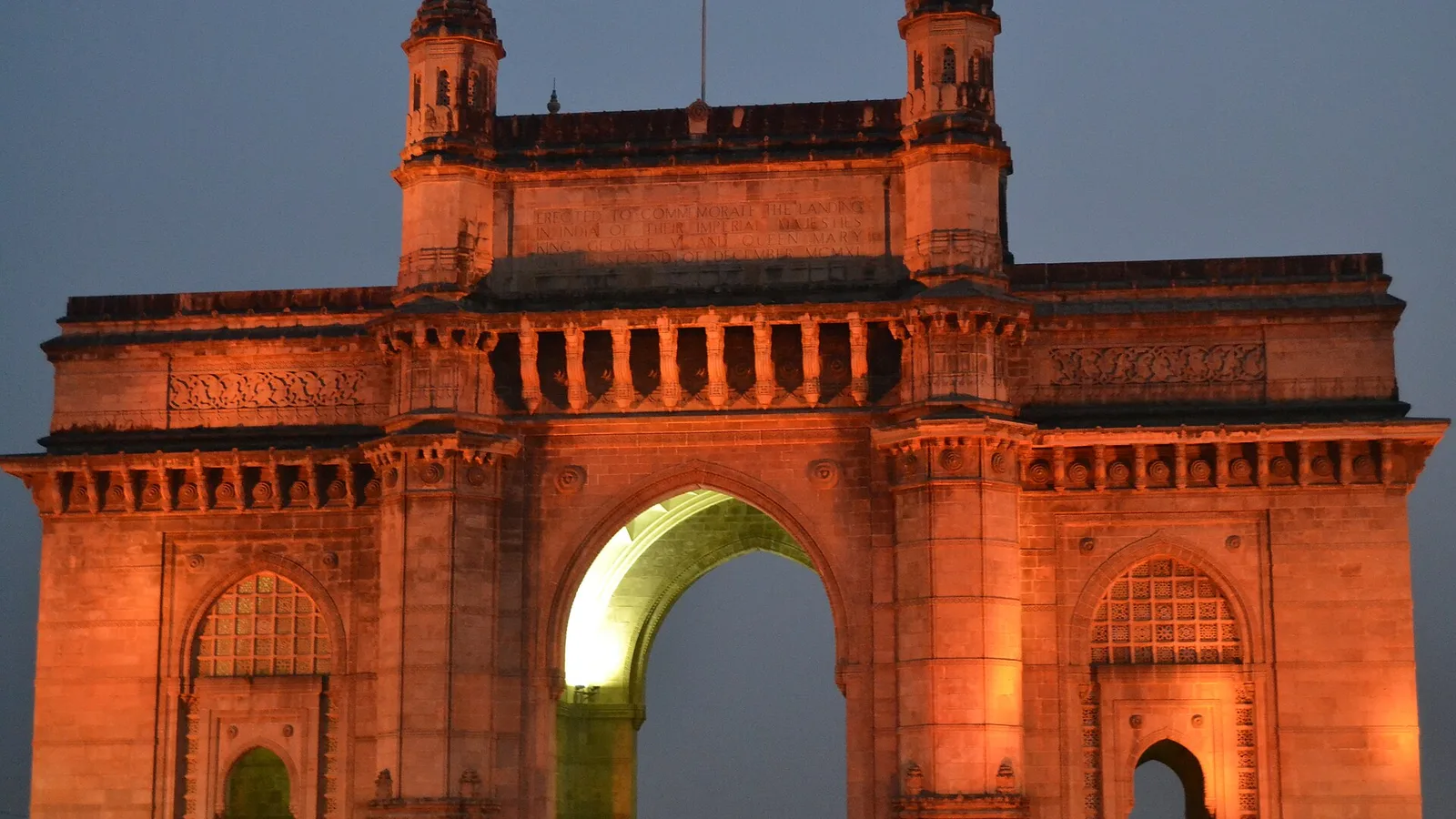 The Gateway of India in Mumbai lit by evening light
