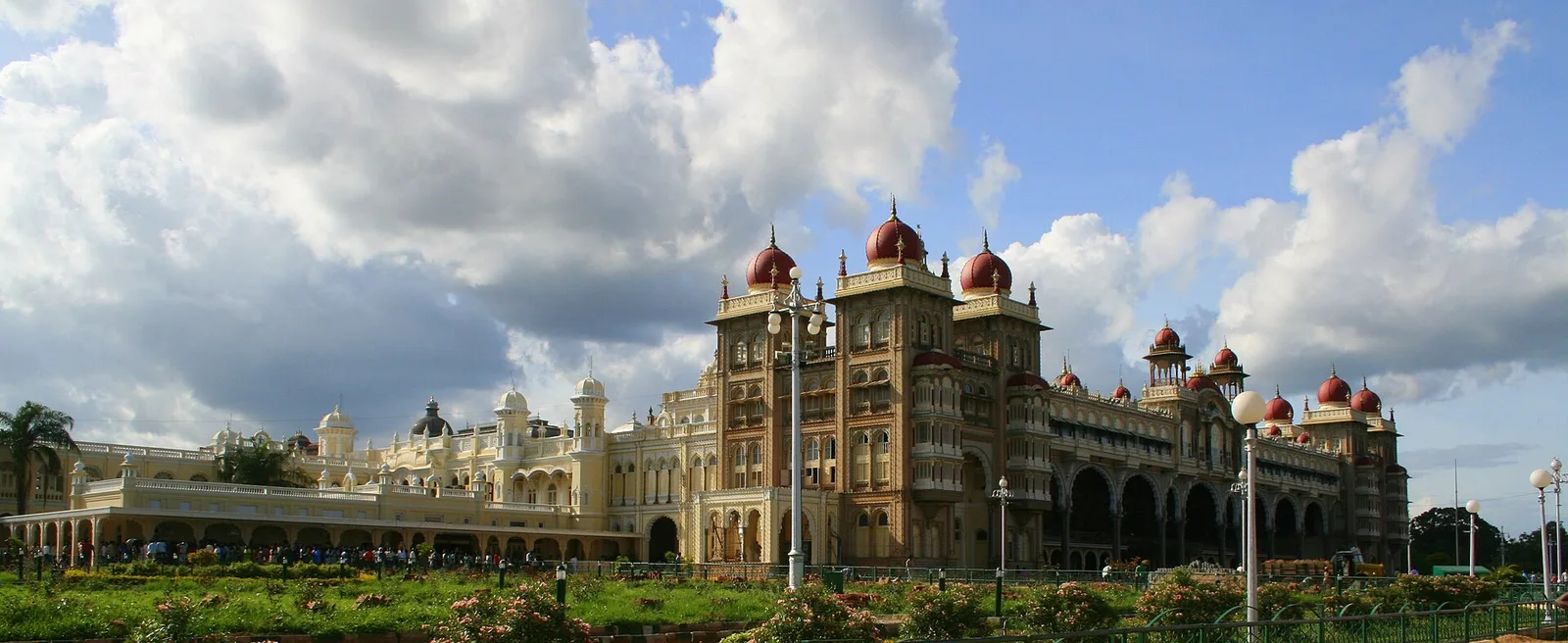 Mysore Palace under a cloudy sky